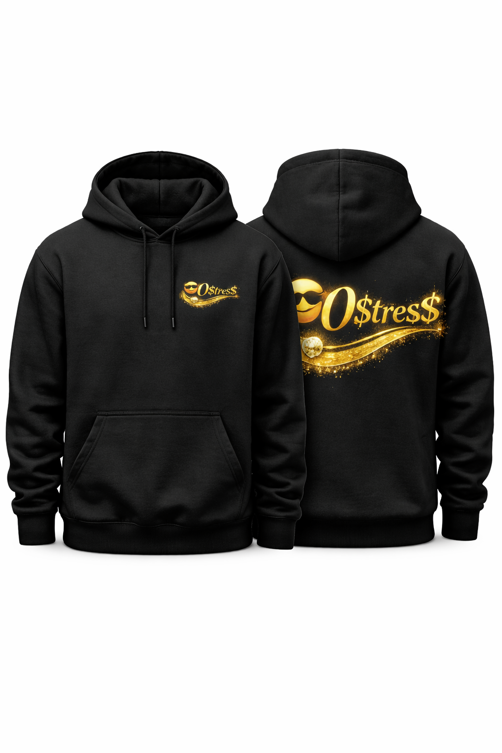 0Stress Premium Black Hoodie – Comfort & Style